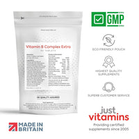 Just Vitamins Super Vitamin B-50 Complex | x90 High Strength Tablets Containing All 8 B Vitamins - VIT B1 Thiamine, B2, B3 Niacin, B5, B6, B7 Biotin, Inositol, B9 Folic Acid & B12. UK Made from Non Yeast Source