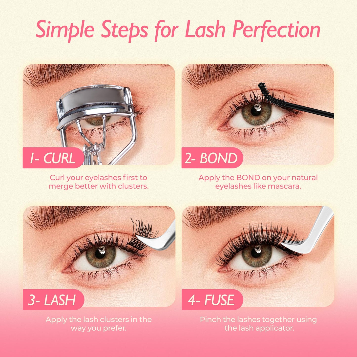 LASHVIEW Lash Clusters DIY Cluster Eyelash Extensions Mega Volume Reusable Individual Lashes Volume Look Super Thin Band & Soft(CE107)