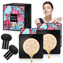 LOPHE 2 Pcs Mushroom Head Air Cushion CC Cream, Moisturizing & Oil Control Foundation Cover Concealer, Long Lasting Air Cushion CC Cream with Mushroom Makeup Sponge, Liquid Foundation CC Cream for Makeup