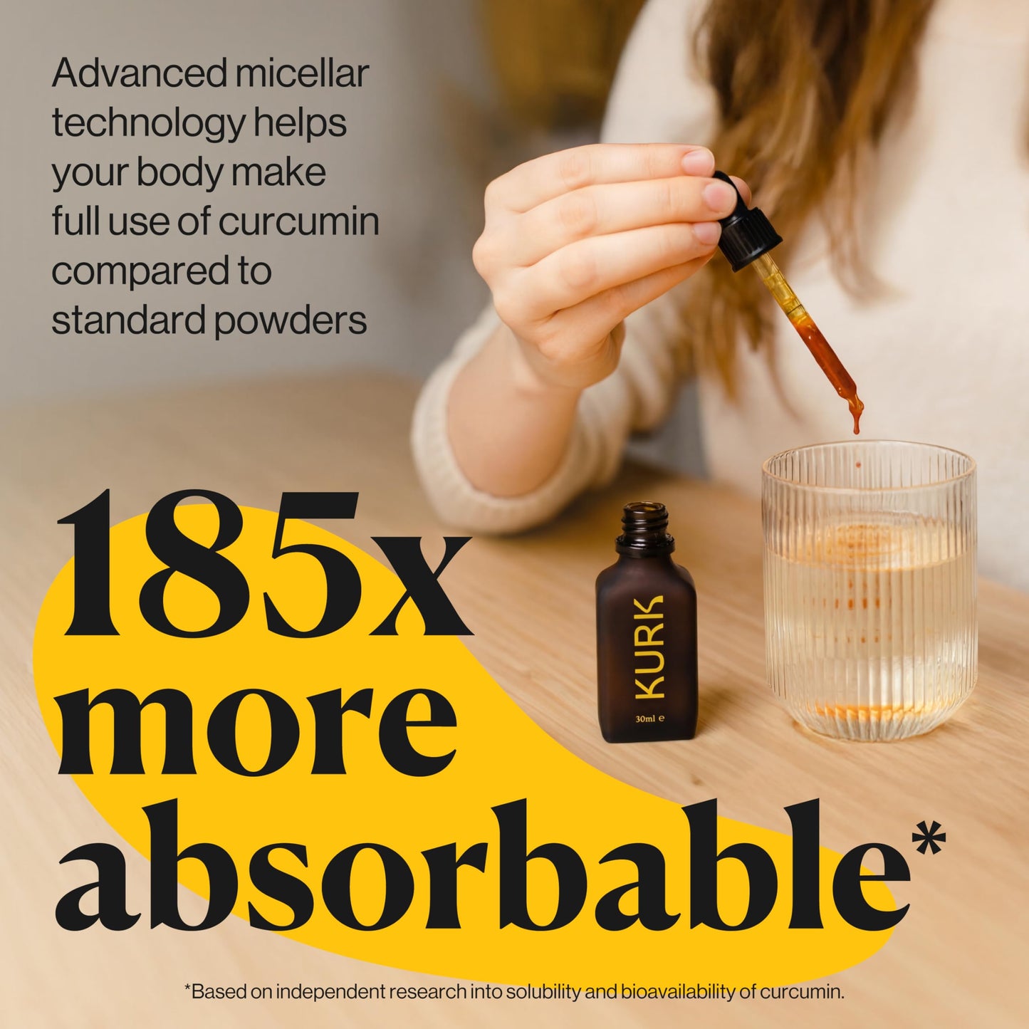 Kurk KURK Essential Liquid Turmeric Supplement, Turmeric Curcumin Drops, Oil for Advanced Everyday Wellness, Focus & Energy, 185x More Absorbable Than Powders, Plant-Based (Cola) (30ml)