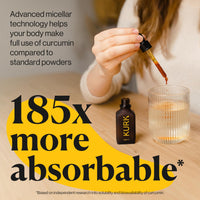 Kurk KURK Essential Liquid Turmeric Supplement, Turmeric Curcumin Drops, Oil for Advanced Everyday Wellness, Focus & Energy, 185x More Absorbable Than Powders, Plant-Based (Cola) (30ml)