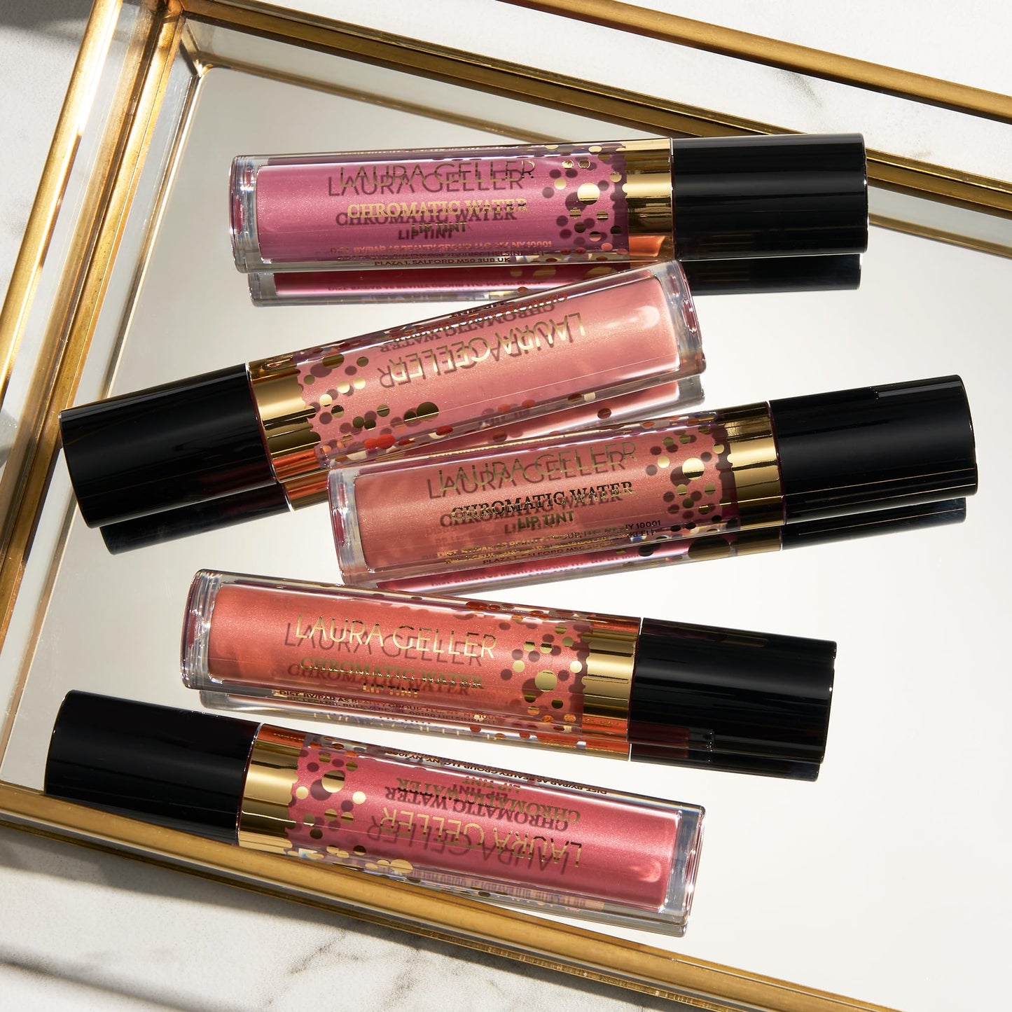 Laura Geller Beauty LAURA GELLER Chromatic Water Lip Tint, Holographic Lip Color, Water-Based Formula to Hydrate Dry Lips, Ginger