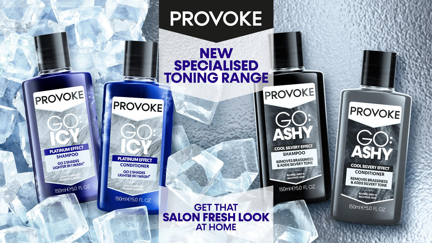 PROVOKE Touch of Silver Go Icy Conditioner 200ml, Icy Platinum Look in Just 1 Wash, Triple Toning Technology, Cool Down Brassy Tones for an Extra Light Colour, Enriched Keratin to Hydrate