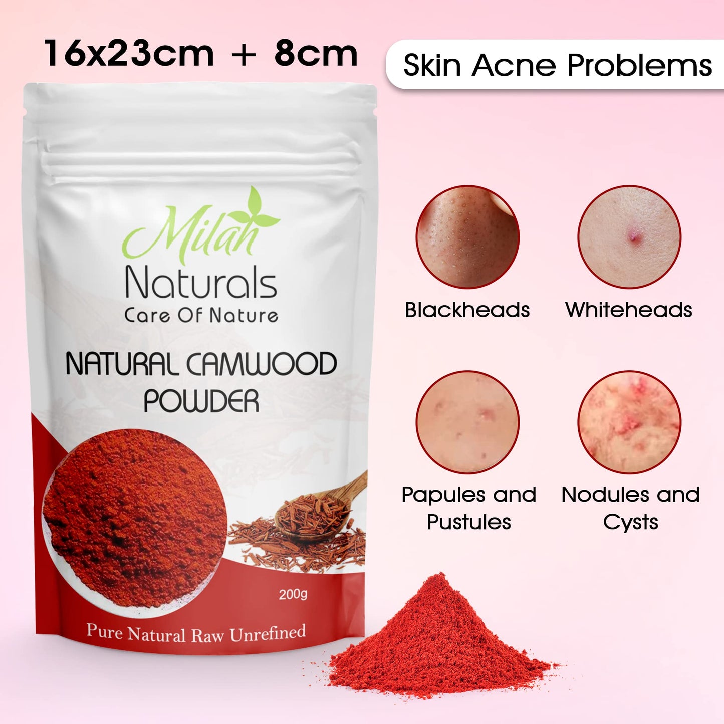 House of Milah Milah Naturals 100% Unrefined and Natural Red Camwood Powder (Osun)| African sandalwood powder | Use for skin soothing, Face Pack, Face Mask, Auspicious Occasions |200g