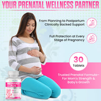 SigmaBiotics Pregnancy Tablets 20 Multivitamin with 800µg Folic Acid, D3, Iron, DHA, Omega-3, Probiotics Blend, Magnesium, All Trimester Pregnancy Support – 30 Vegetarian Tablets – One Month Supply