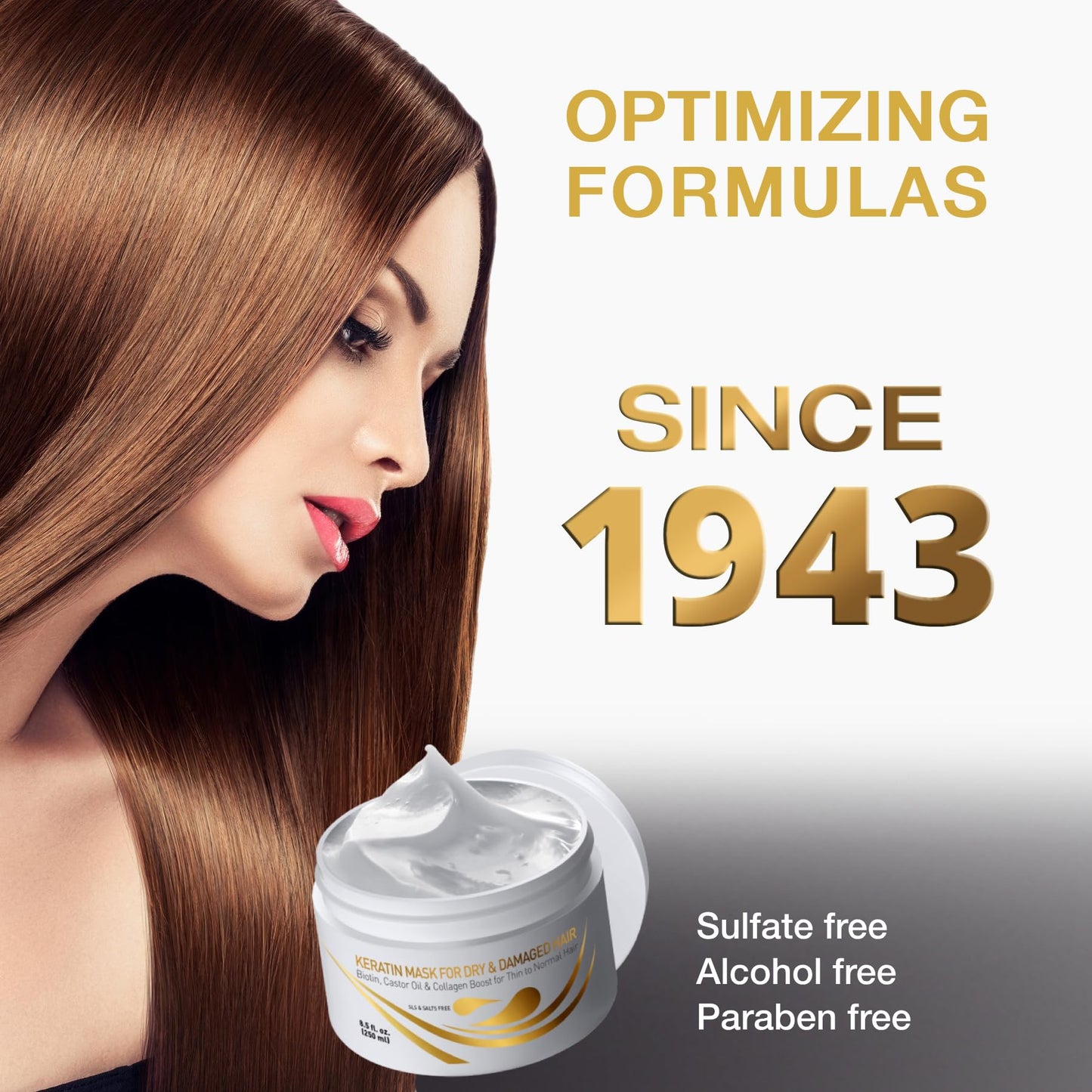 Vitamins Hair Mask Conditioner Keratin Treatment - Biotin Castor and Coconut Oil Deep Conditioning for Thin Fine Hair - Anti Frizz Moisturiser for Curly Straight Dry Damaged & Frizzy Hair