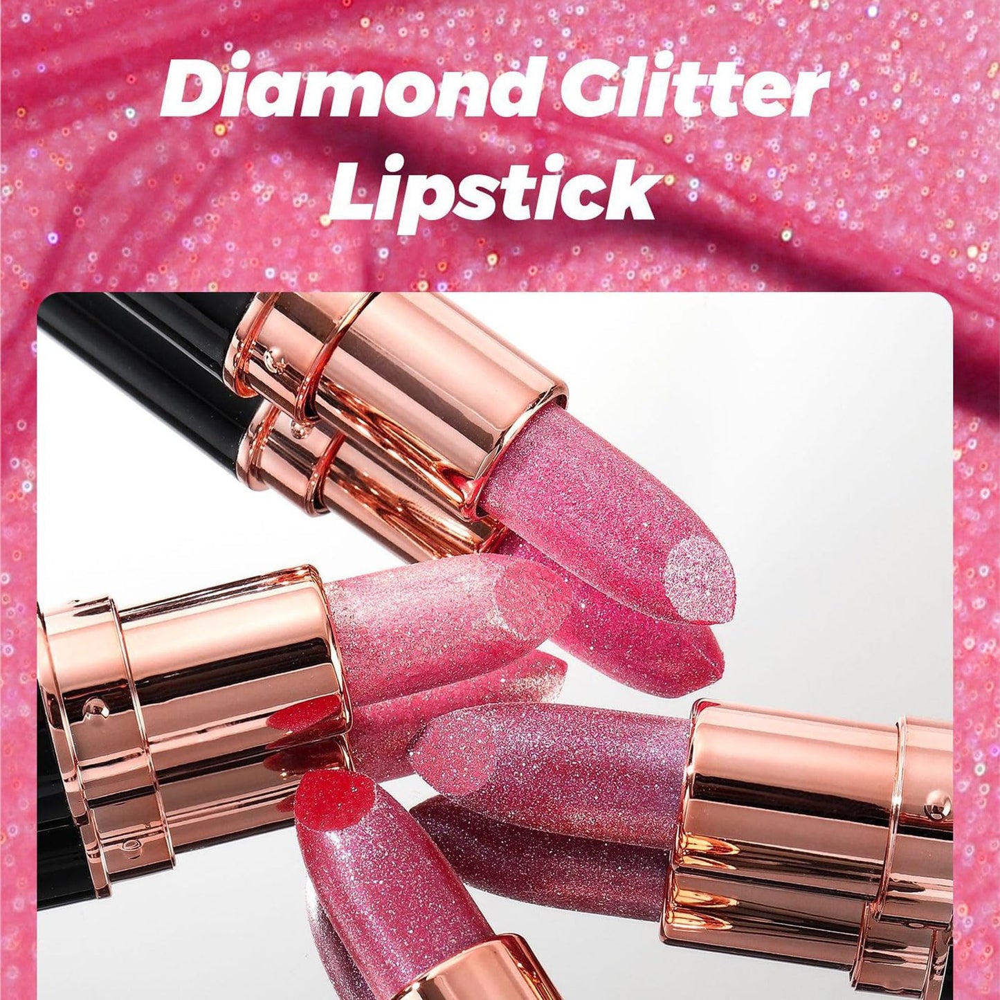 LYNTYAOU Pink Shimmers Lipstick, Silver Red Color Lip Stick, Pearl Nude Glitter Bright Lips Balm for Women, Smooth Full Coverage Lipsticks, Longlasting Pearlescent Silky High Pigment Lipgloss