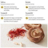 The Naked Pharmacy | Saffrosun for Children | Sleep & Balance | Natural Saffron Supplements with Vitamins D3 & B12 | High Strength | No Additives | Vegan | 60 Capsules