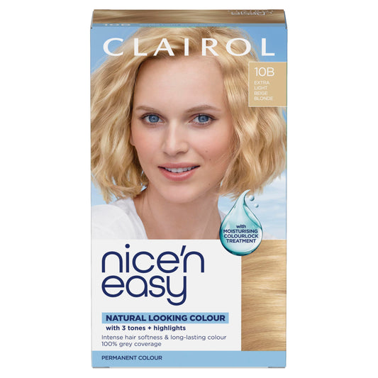 Clairol Nice'n Easy Crème, Natural Looking Oil Infused Permanent Hair Dye, 10B Extra Light Beige Blonde