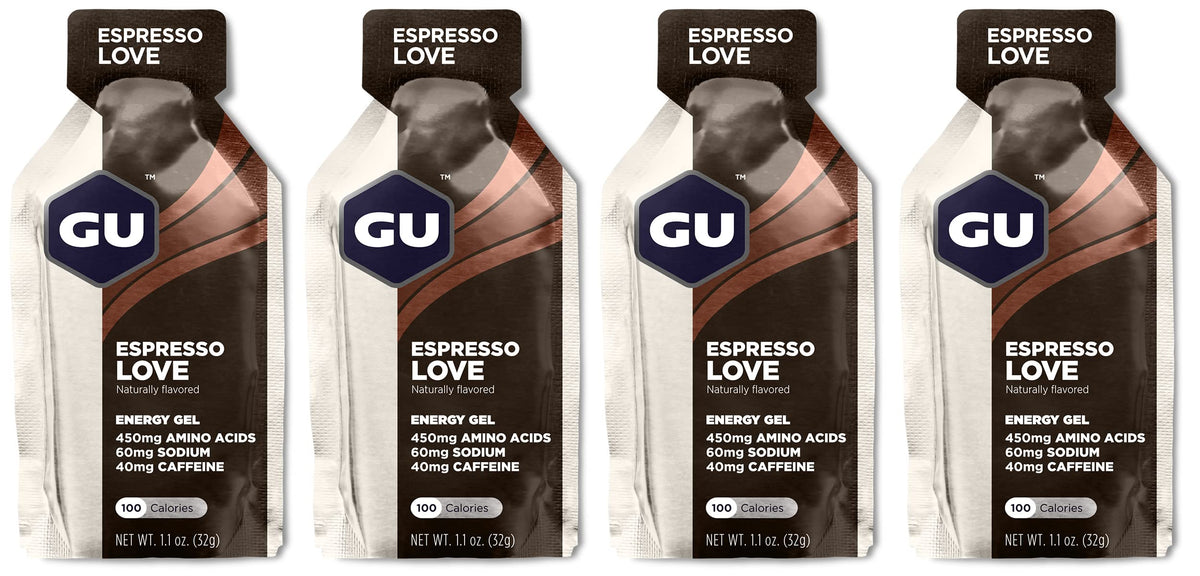GU Gu Energy Running Gels - 4 Gel Taster Pack - Sports Energy Gels For Running , Cycling, Triathlon (Espresso Love)