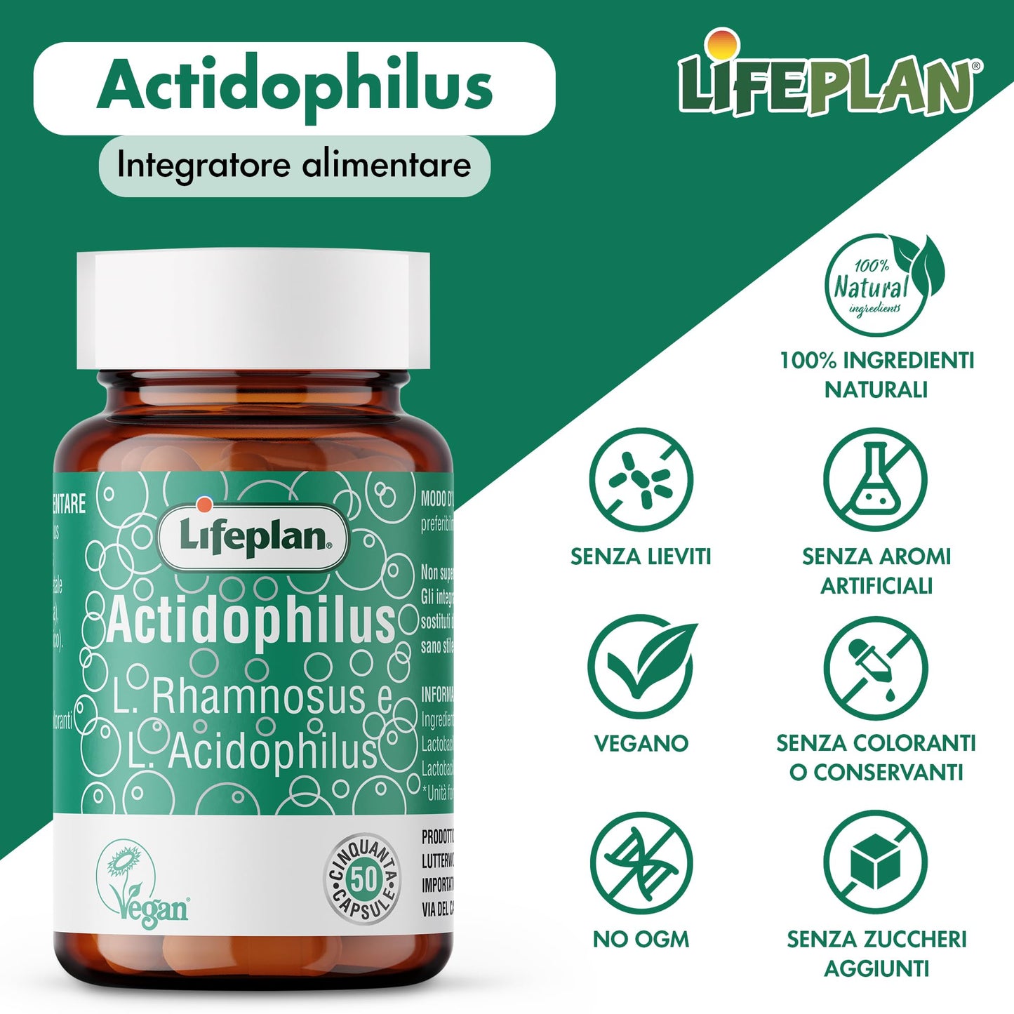 LIFEPLAN Lifeplan Acidophilus and Rhamnosus Vegicap 50 Capsules