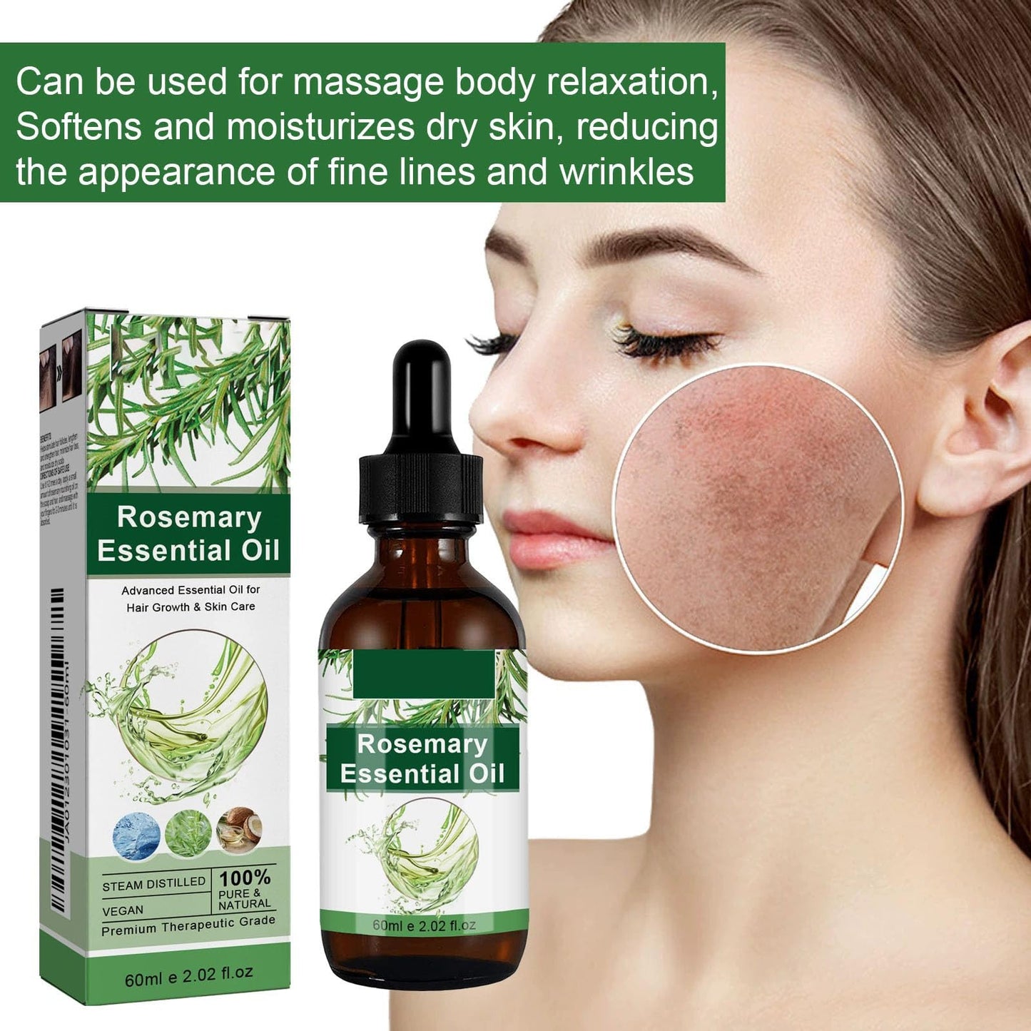 OunTechGlory Rosemary Oil for Hair & Skin Care - Nourishing Scalp, Enhancing Hair Appearance, Ideal for Women & Men (60ml)