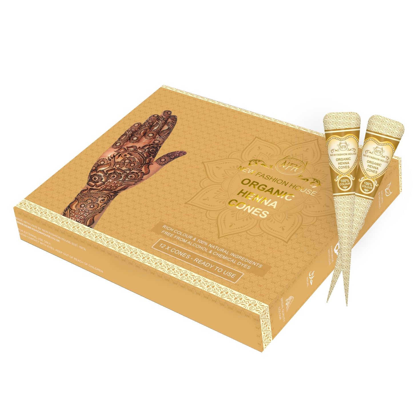 NEW FASHION HOUSE DULHAN BRIDE MEHINDI 6pk Individual Cones 100% Organic Henna Mehindi Cones Ready To Use. No Chemicals, No Dyes Guaranteed Colour