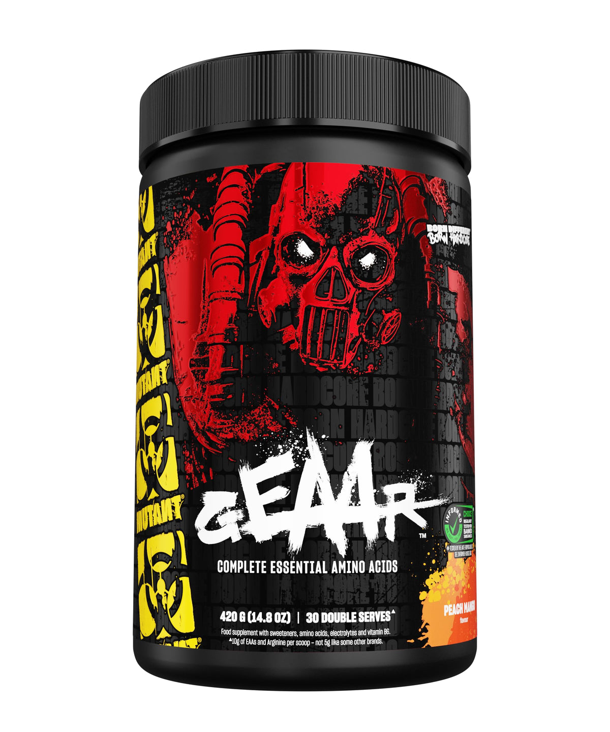 Mutant MUTANT GEAAR - Complete Essential Amino Acids | 10g EAAs + Arginine | Vegan | Electrolytes | No Synthetic Colors or Flavours | Muscle Recovery & Hydration | 420g | 30 Serves | Peach Mango