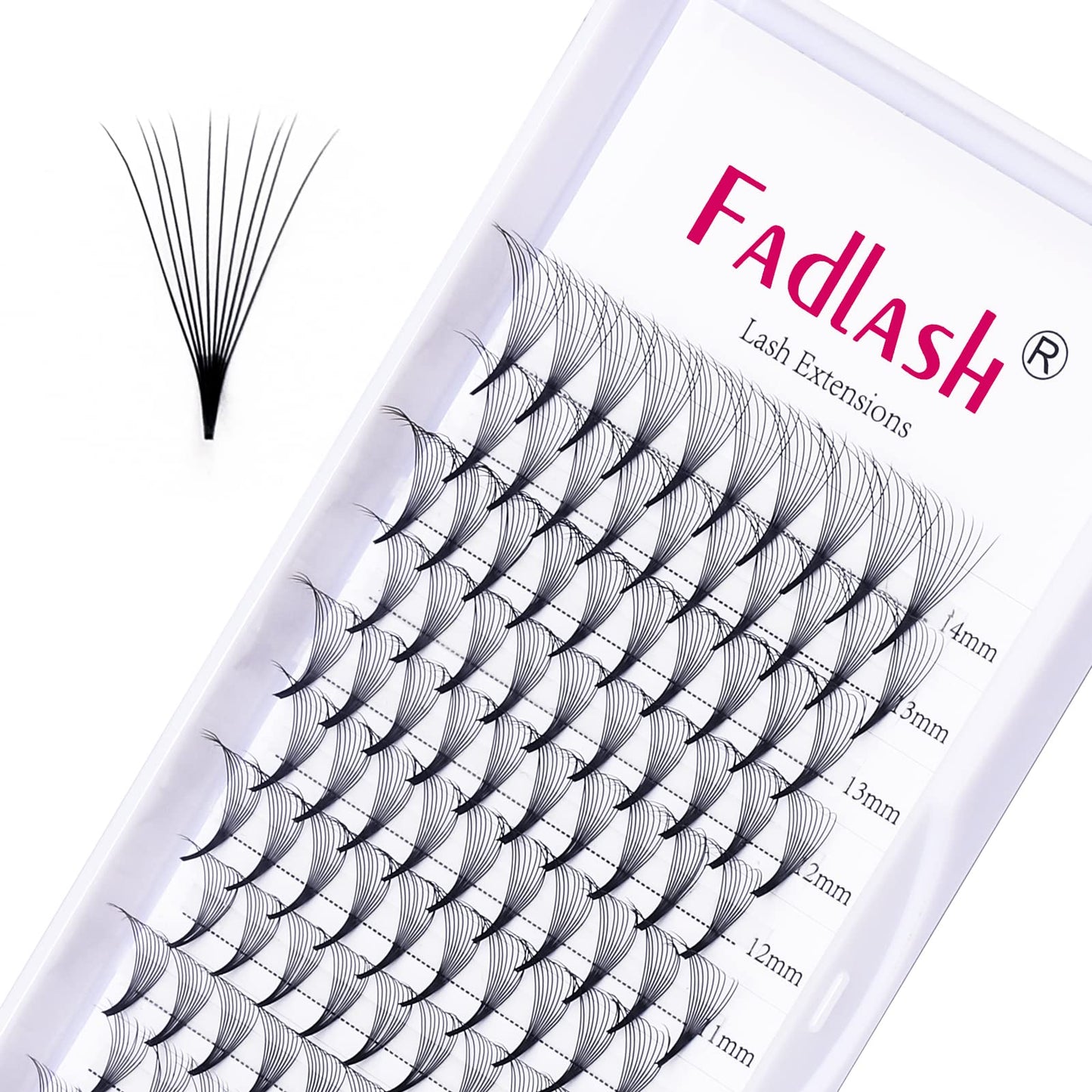 FADLASH Volume Lash Extensions 10D Premade Russian 0.07 C Curl 8-14mm Mixed Pre Made Russian Lashes Volume Lashes Pre- Made Fan Lashes（10D-0.07-C-MIX(8-14)）