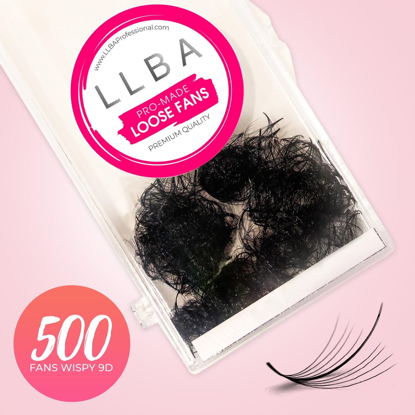 LLBA Promade Wispy Lash Extensions 9D 0.05, 100% Handmade Eyelashes Volume Fans, C Cc D Curls, 9-17 Mm Length, Long-Lasting, Easy Application (D 16 mm) (Packaging May Vary)