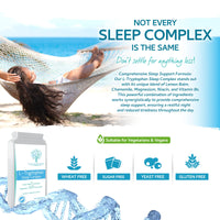L-Tryptophan Sleep Complex with Lemon Balm & Chamomile and Added Magnesium, Niacin & Vitamin B6 - Natural Alternative to Melatonin - 120 Capsules/ 4 Month Supply – Made in The UK