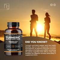 Newgate Labs Turmeric with Black Pepper and Ginger 180 High Strength Tablets - Overall Wellness Support - Premium Nutritional Supplement - GMO Free - Halal - Made in The UK
