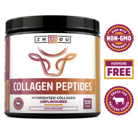 Nu U Nutrition Collagen Powder 500g - Hydrolysed Collagen Peptides Powder - High Protein Bovine Collagen Supplement - Grass Fed, Halal Certified - Rich in Amino Acids - for Hair, Nails & Skin - Zhou Nutrition