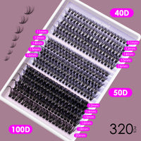 ocean pearl Ocean Pearl Cluster Lashes Kit 320PCS Individual Eyelashes 40D+50D+100D Eyelash Extension Kit 11-20mm False Eyelashes DIY Lash Extension Natural Lash Clusters with Super Bond&Seal&Remover&Tweezer-100D