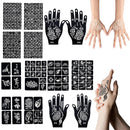SHEBEEDO Tattoo Stencils kit,14 Sheets of Temporary Tattoos for Women,Indian and Arabian Temporary Tattoos for Finger Hands Body Painting,Realistic Semi - Permanent Fake Tattoos