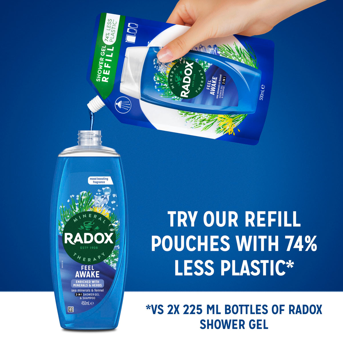 Radox Mineral Therapy Feel Awake 2-in-1 Shower Gel & Shampoo 450 ml