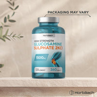 Horbäach Glucosamine Sulphate 1500mg | 360 Tablets | High Strength Glucosamine 2KCl Supplement | by Horbaach