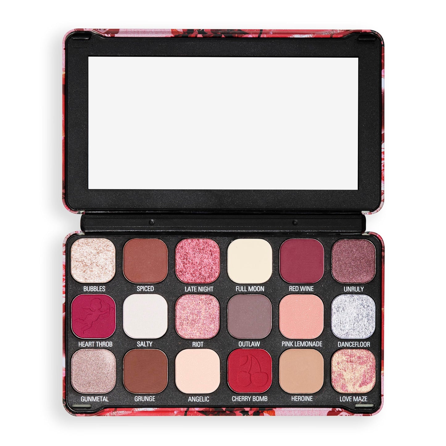 Revolution Beauty London Revolution Beauty, Forever Flawless Eyeshadow Palette, 18 Pigmented Makeup Shades of Mattes & Shimmers, Vegan & Cruelty-Free, Cherry Rebel Red