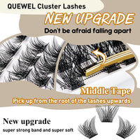 QUEWEL Individual Lashes 72 Pcs DIY Cluster Eyelashes C Curl 8mm Mega Matte Eyelashes Individual Volume False ELashes Soft & Light For Home Use(Flufy-C-8mm)