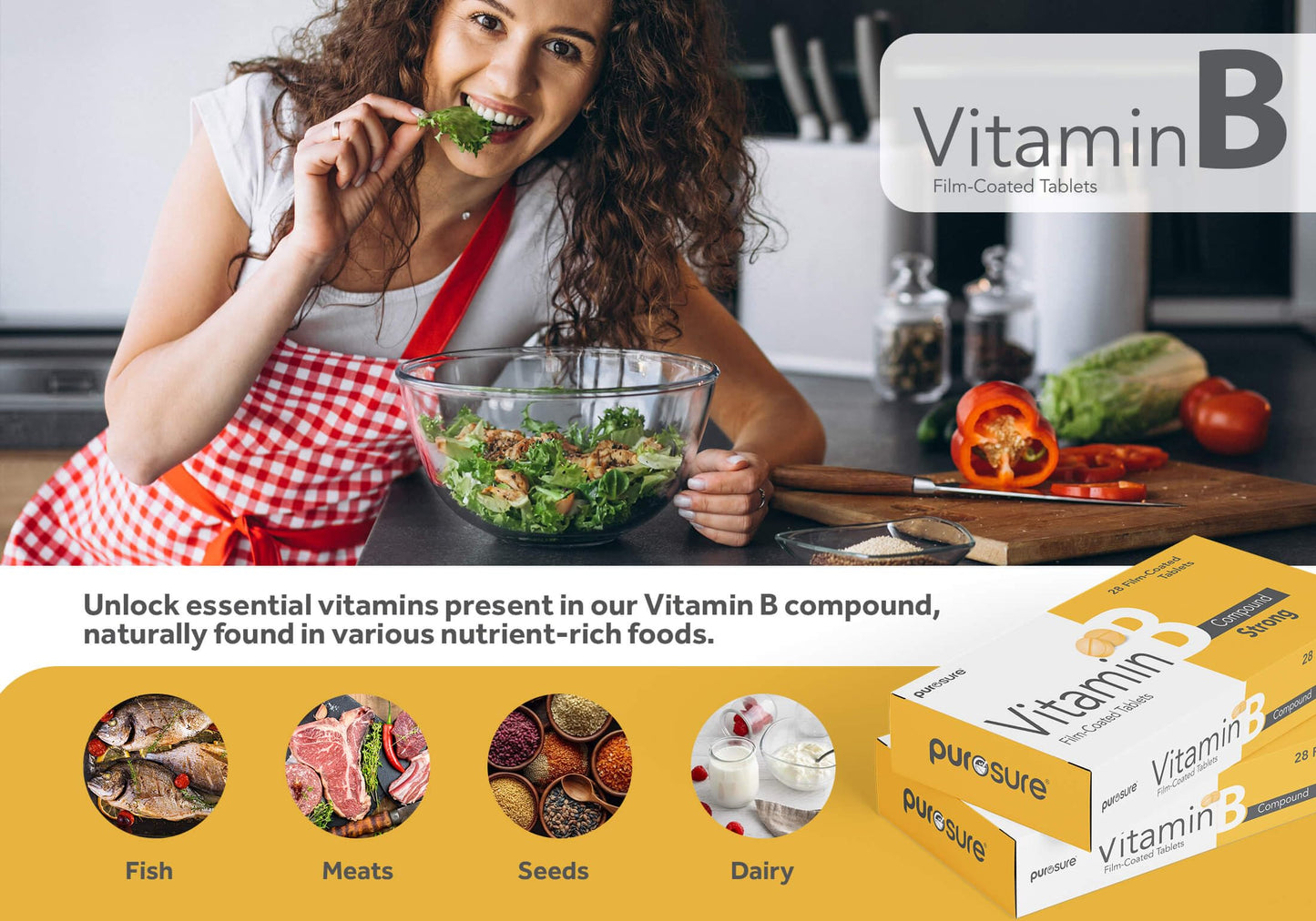 Purosure Vitamin B Compound Tablets | Dietary Supplement | B Compound – 28 Film Coated Tablets