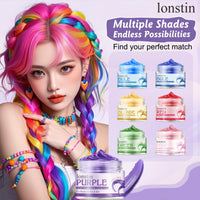 lonstin Purple Hair Colour Wax for Kids & Adults Temporary Hair Dye Wax 100g Wash Out, Non-Sticky Clay Mud Cream for Parties, Cosplay & Daily Fun