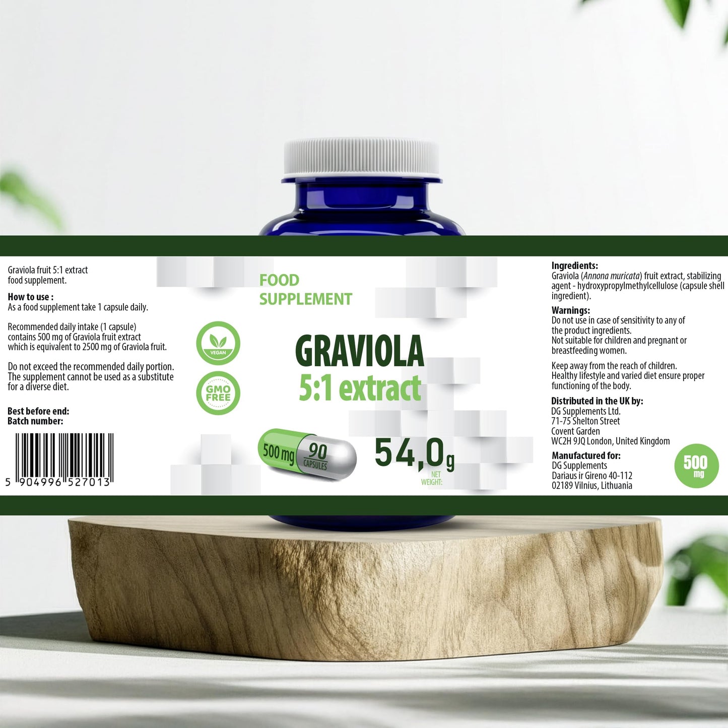 Hepatica Graviola Fruit Extract 2500mg Equivalent (500mg of 5:1 Extract) 90 Vegan Capsules, 3rd Party lab Tested, High Strength Supplement, Gluten and GMO Free