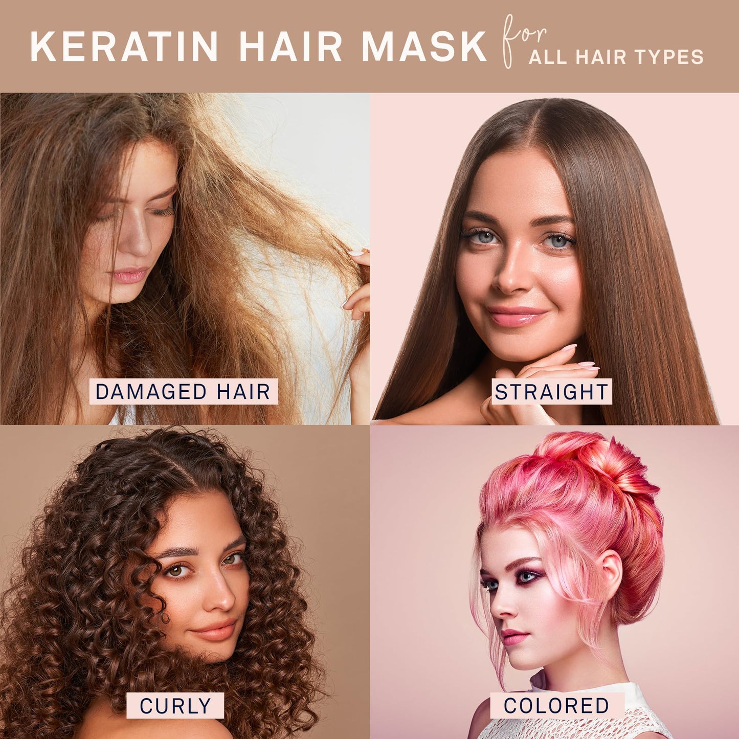 Vegnclever Keratin Hair Mask: Keratin Hair Treatment Mask, Deep Conditioning Hair Mask Treatment, Hair Deep Conditioner Mask for Damaged Dry Hair, Keratin Hair Mask for Fine, Curly and Straight Hair