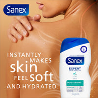 Sanex Expert Skin Health Moisturising Shower gel 570ml - body wash for men & women - gently cleanses - hydrates & softens skin - 12h hydration - advanced prebiotic complex formula - vegan