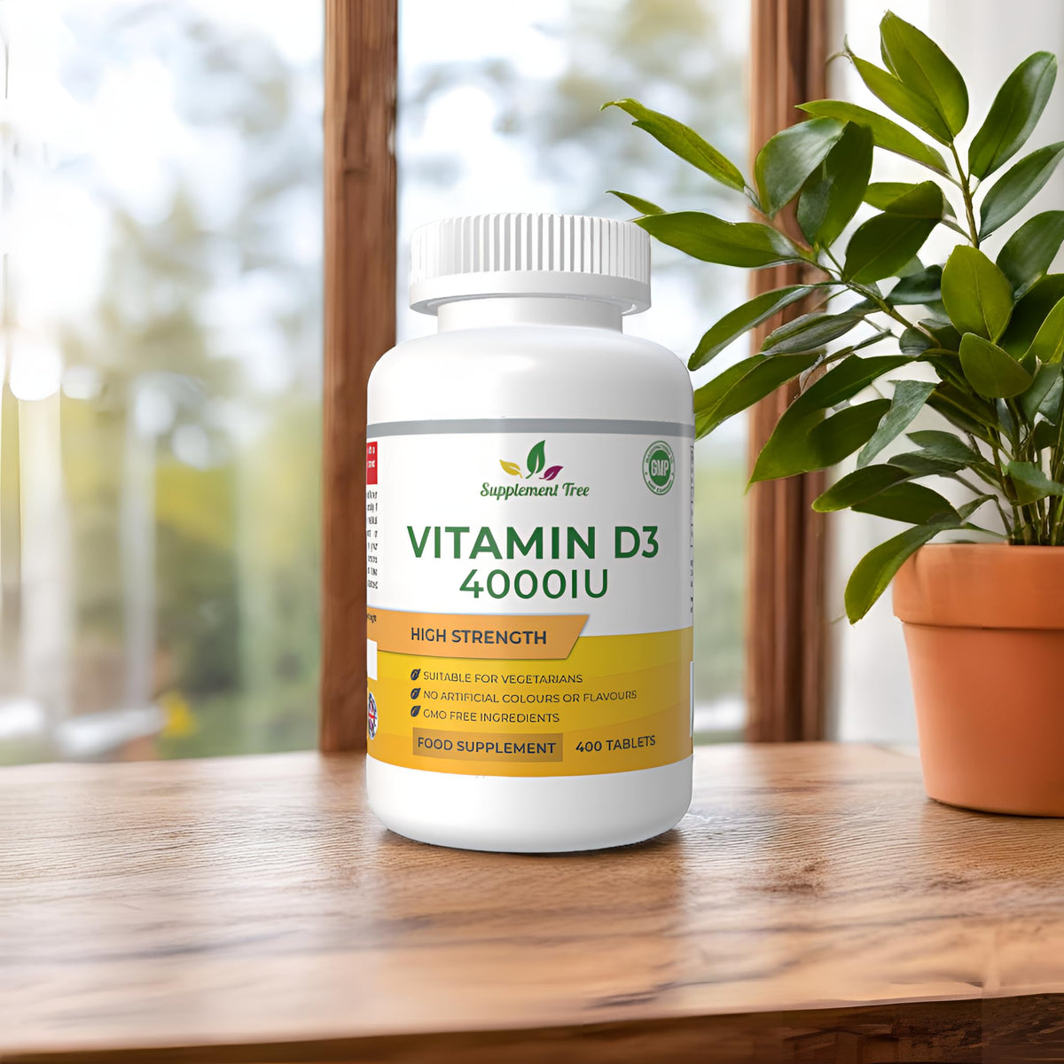 Supplement Tree Vitamin D3 4000 IU High Strength | 400 Vegetarian Tablets | Vitamin D 4000iu Cholecalciferol Supplement | Supports Immune System, Bones & Muscle Function | Made in UK