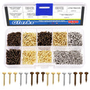 GLARKS Glarks 1600Pcs Small Tiny Nails Kit Wood Screw Nail Gold Silver Bronze 1x6mm, 1x8mm 1x10mm Mini Nails for DIY Hardware Accessories Fixed Installation