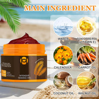 Muiefe Intensive Tanning Gel for Outdoor Sun, Natural Brown Tanning Accelerator Cream, Sunbed Tan Accelerator with Carrot Oil & Vitamin E, Sunscreen without SPF, Moisturizing Body Gel for Women Men, 150g