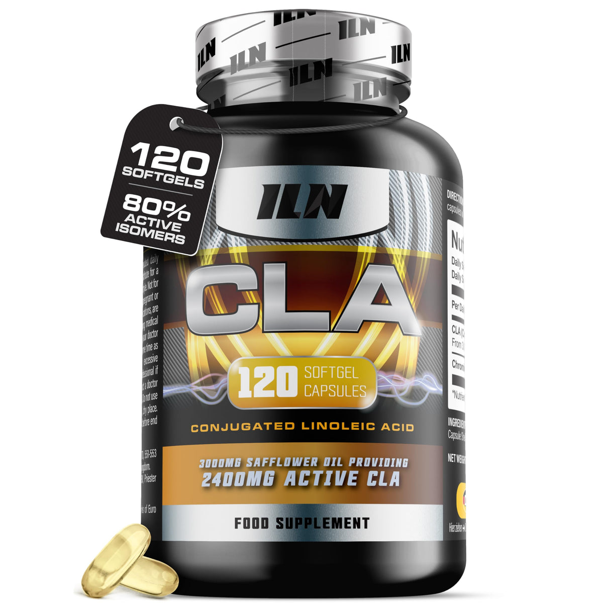 Iron Labs Nutrition CLA Supplement High Strength for Metabolism – 3000mg per Serving with 80% Active Isomers for 2400mg Active CLA Tablets – Suitable for Men and Women (120 Softgel Capsules)