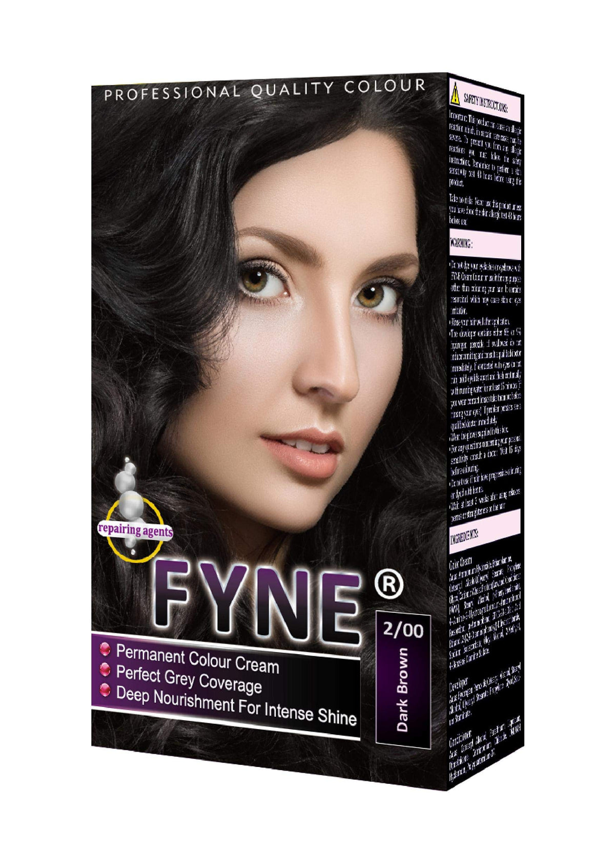 FYNE Dark Brown Permanent Hair Dye for Women - Home Hair Colour Cream with Built-in Conditioner - Gentle, Long-Lasting, Easy to Use, Suitable for All Hair Types - Achieve Salon-Quality Results at Home