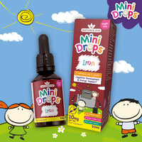 Natures Aid Mini Drops Iron for Kids 50ml – Supports Cognitive Development & Energy – Gluten & Sugar Free Vegan Non-GMO – Natural Supplement for Babies & Children Age 0-5 Years Old - Dropper Included