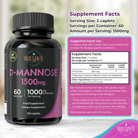 NGU Next Gen U D Mannose - 1500 mg - Health Food Supplement - 120 Vegan Caplets - Helps Support a Healthy Urinary Tract & Bladder - by NextGenU