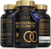 Oxford Organics Magnesium Glycinate 4-in-1 Complex | 1233mg of Magnesium Bisglycinate, Citrate, Malate & Taurate | Magnesium Supplements for sleep and restless legs relief | High Strength Magnesium tablets Made in UK