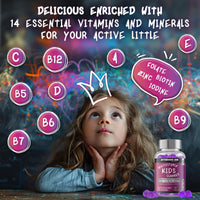 Intense Wellness INTENSE Wellness Multivitamin Gummies for Kids - Vegan Gummies with 14 Vitamins, Minerals, B6, B12 - Raspberry/Blueberry Flavour - Healthy Multi Gummies Boost Immunity, Bone Health, more - 120 Gummies