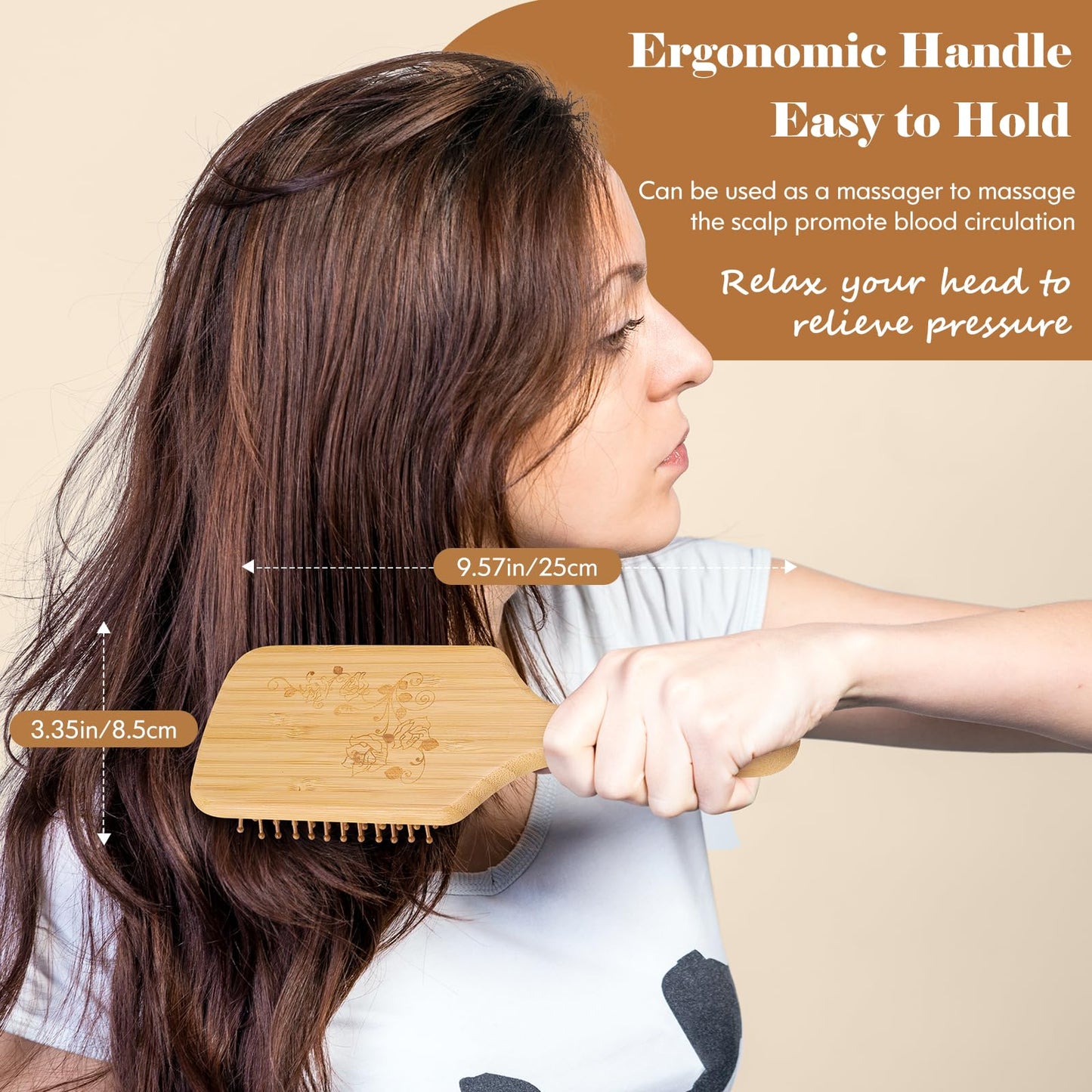 Sofmild Hair Brush, Eco-Friendly Natural Wooden Bamboo Paddle Hairbrush for Long Short Curly Thick Thin Hair for Men Women Kids, Massaging Scalp, Reducing Tangle & Hair Breakage, Promoting Hair Growth