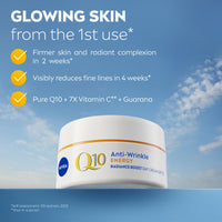 NIVEA Q10 Anti-Wrinkle Energy Radiance Boost Day Cream SPF 15 (50ml), Fast absorbing Anti-Wrinkle Moisturiser with Vitamin C, Day Cream for immediately refreshed and healthy glowing skin
