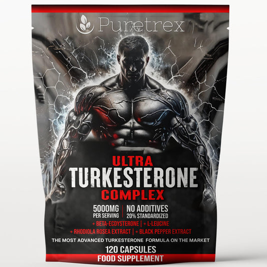 Puretrex Ultra Turkesterone Complex 5000mg – 120 Capsules – with Beta-Ecdysterone, L-Leucine, Rhodiola Rosea & BioPerine® – Natural Strength, Muscle Growth & Performance Support Supplement
