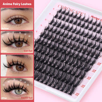 CORUSCATE Manga Cluster Lashes Fairy Wispy Individual Eyelashes Anime Lashes Individual Cluster Natural Lash Clusters Asian Style Manhua Eyelash Clusters 10-18 MM DIY Wet Look Lash Extension