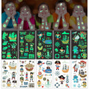 Aomig AOMIG Temporary Tattoo for Kids, 10 Sheets Glow In The Dark Cartoon Pirate Tattoo Stickers, Waterproof Luminous Fake Tattoo Stickers Set for Boys Girls Birthday Gift Party Bag Filler