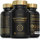 A-Z Multivitamins and Minerals boosted with Turmeric - 180 Vegan Multivitamin Tablets for Women & Men - One a day - 27 Key Nutrients - 100% NRV Multivitamin with Iron, Zinc, Vitamins B, C, D - UK Made
