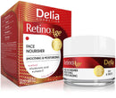 Delia Cosmetics - Retinoage - Face Cream – Retinol, Q10, Shea Butter, Macadamia Oil, Aloe Vera Gel, Vitamin E – Firming, Nourishing, Anti Aging, Day & Night Cream - 50ml